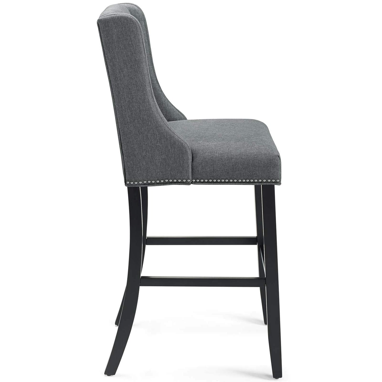 barstools | CasaFoyer Baron Upholstered Fabric Bar Stool | Contemporary Design | Nailhead Trim | Comfortable Padding | Solid Wood Frame | Non-Marking Foot Caps | Gray | casafoyer.myshopify.com