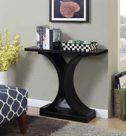 TABLE | Ergode Newport Infinity Console Table | Sleek & Sophisticated Design | Ideal for Showcasing Collectibles & Keys | Curved Base | Wood Grain Finish | casafoyer.myshopify.com