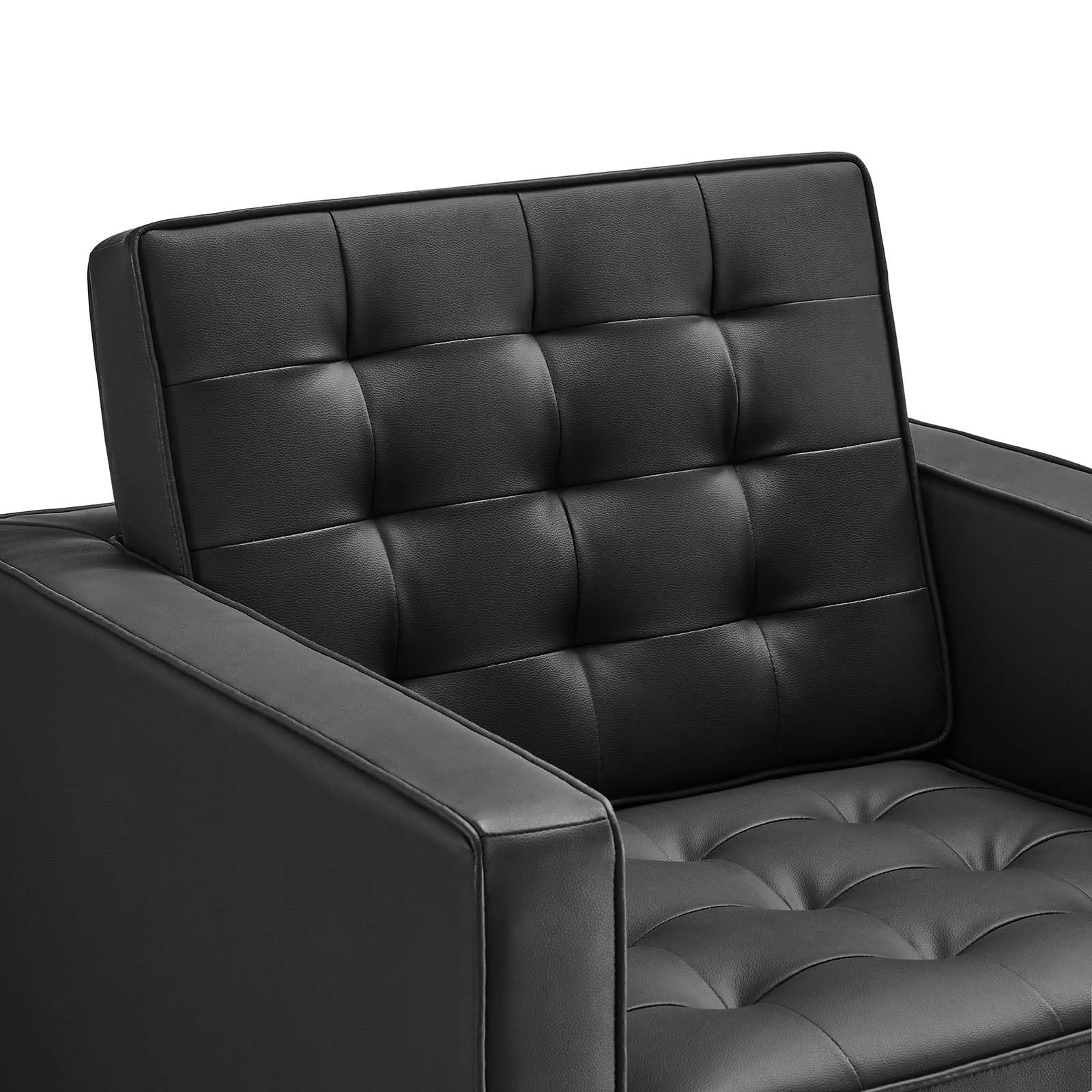 home office desk chairs | CasaFoyer Loft Tufted Faux Leather Medium Accent Armchair | Contemporary Design | Stainless Steel Frame | Button Tufting | 300 lbs Weight Capacity | casafoyer.myshopify.com