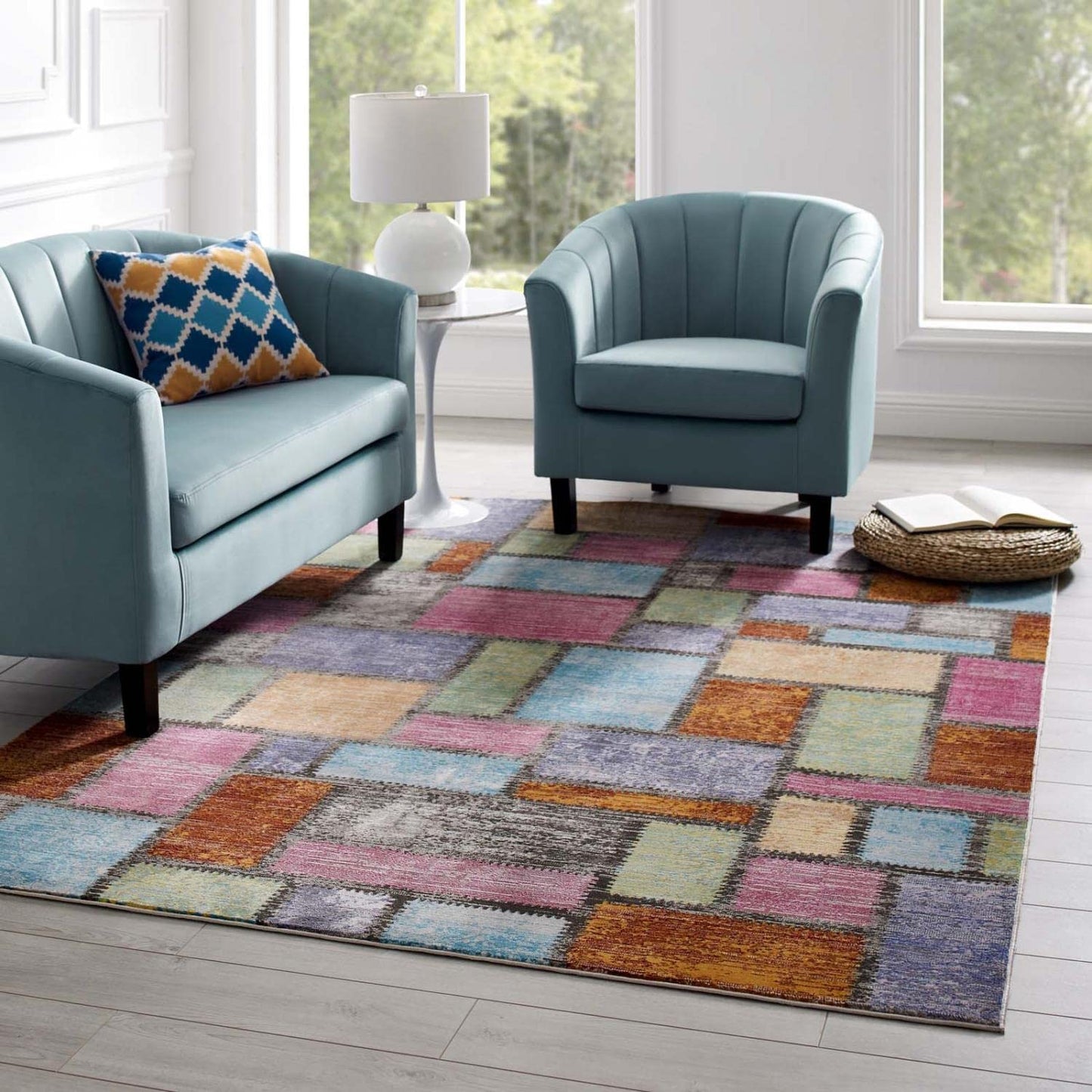 area rugs | CasaFoyer Nyssa Abstract Geometric Mosaic Area Rug | Stylish Modern Design | Durable & Soft Machine-Woven Polypropylene | Stain Resistant | Non-Shedding | 5x8 Size | casafoyer.myshopify.com