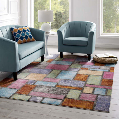 area rugs | CasaFoyer Nyssa Abstract Geometric Mosaic Area Rug | Stylish Modern Design | Durable & Soft Machine-Woven Polypropylene | Stain Resistant | Non-Shedding | 5x8 Size | casafoyer.myshopify.com