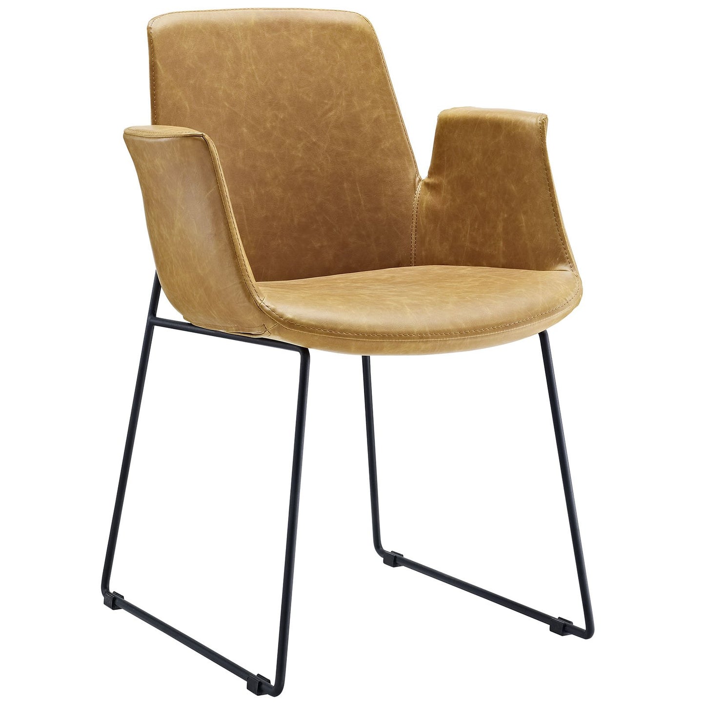 home office desk chairs | CasaFoyer Aloft Dining Armchair | Versatile Seating Option | Steel Sled Base | Padded Faux Leather Upholstery | Elegant & Reliable | Set of 1 | casafoyer.myshopify.com