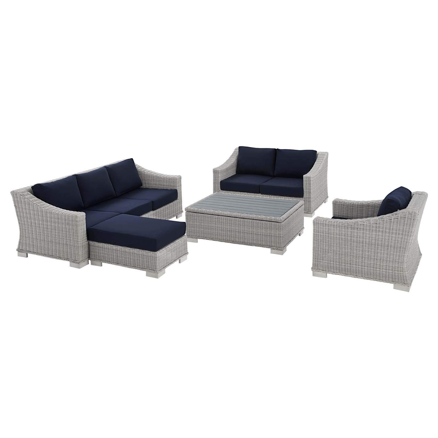 kitchen and dining room sets | CasaFoyer Conway Outdoor Patio Sunbrella Wicker Rattan 5-Piece Furniture Set | Stylish & Comfortable | UV-Resistant | Durable | Washable Cushions | Trendy Design | casafoyer.myshopify.com