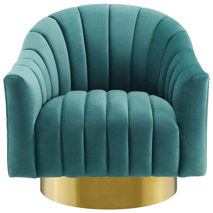 home office desk chairs | CasaFoyer Buoyant Vertical Channel Tufted Accent Lounge Swivel Chair | Ultimate Comfort & Style | Vintage Look | Stain-Resistant Velvet | Plush Seating | Gold Stainless Steel Base | casafoyer.myshopify.com