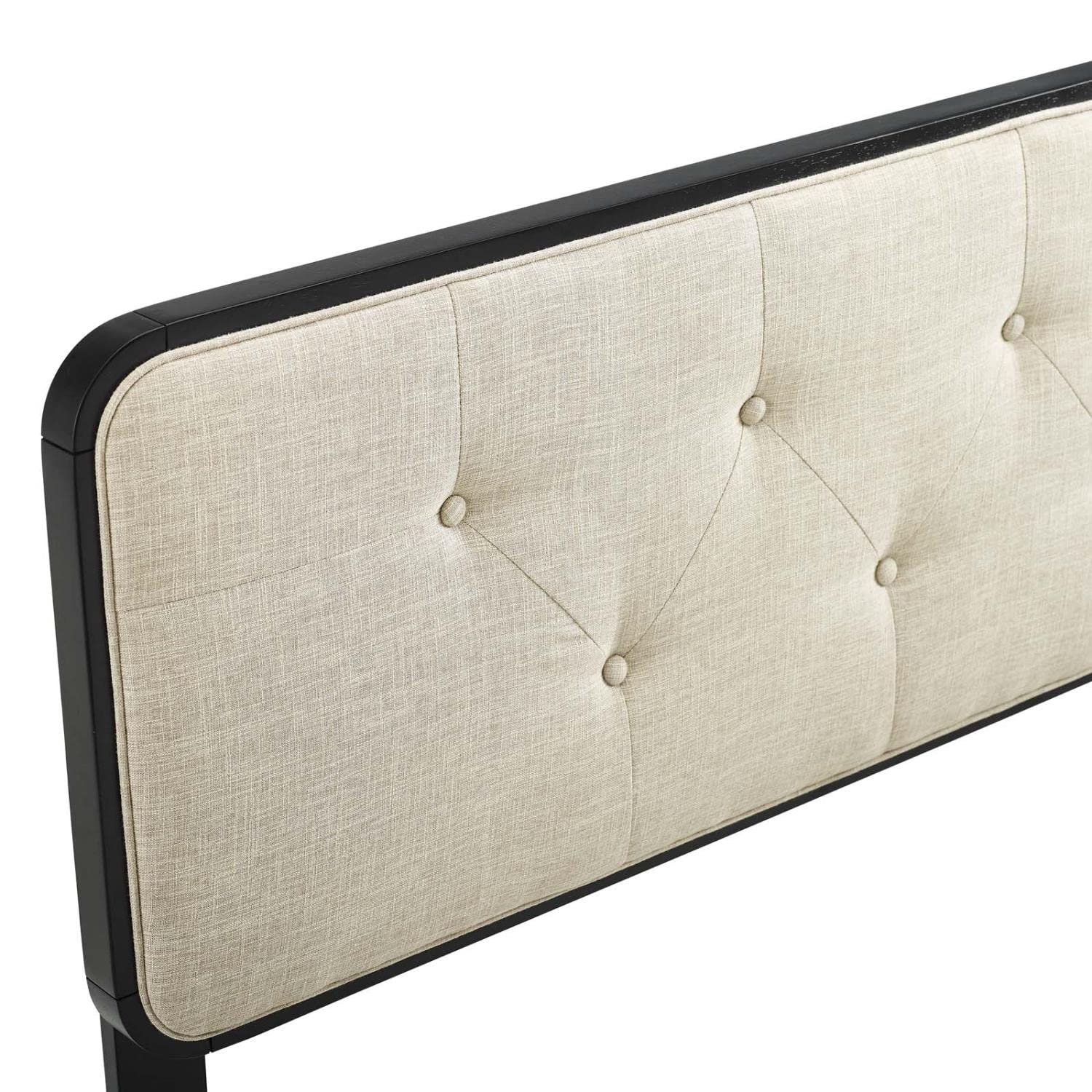 headboards | CasaFoyer Collins Tufted Wood King Headboard | Modern Retro Style | Organic Aesthetics | Button Tufted | Wood Grain Frame | Compatible with Billie and Margo Bed Frames | Durable Construction | Customizable | Black Beige | casafoyer.myshopify.com