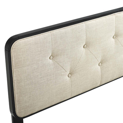 headboards | CasaFoyer Collins Tufted Wood King Headboard | Modern Retro Style | Organic Aesthetics | Button Tufted | Wood Grain Frame | Compatible with Billie and Margo Bed Frames | Durable Construction | Customizable | Black Beige | casafoyer.myshopify.com