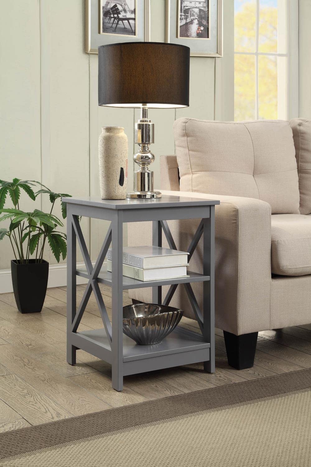 TABLE | Ergode Oxford End Table with Shelves | Stylish & Versatile Home Decor | Sleek Design with X Frame Panel Sides | Ample Storage Space | Durable MDF Construction | Fresh & Contemporary Appeal | casafoyer.myshopify.com