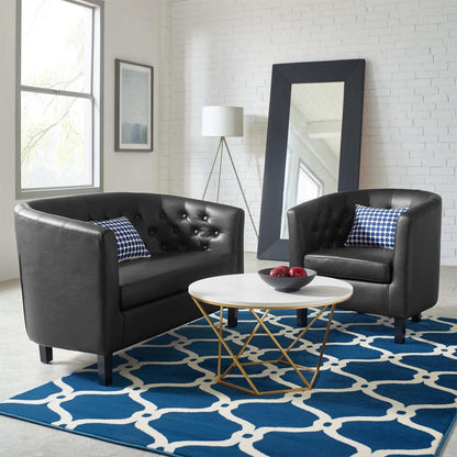 kitchen and dining room sets | CasaFoyer Prospect Collection | Elegant Chesterfield Loveseat & Armchair Set | Plush Comfort & Modern Design | Black Vinyl Upholstery | casafoyer.myshopify.com