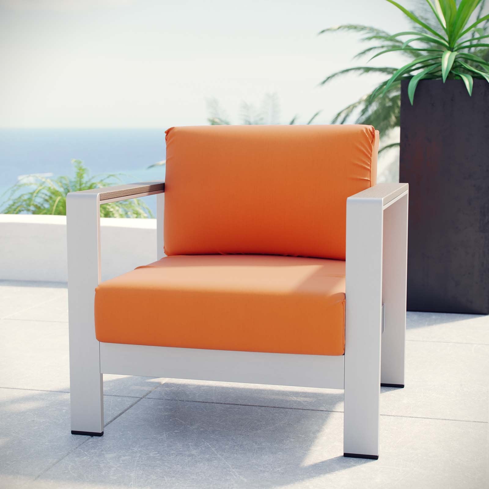patio bistro sets | CasaFoyer Shore Outdoor Patio Arm Chair | Durable Aluminum Frame | Weather-resistant Fabric | Stylish & Reliable | Includes 1 Armchair | casafoyer.myshopify.com
