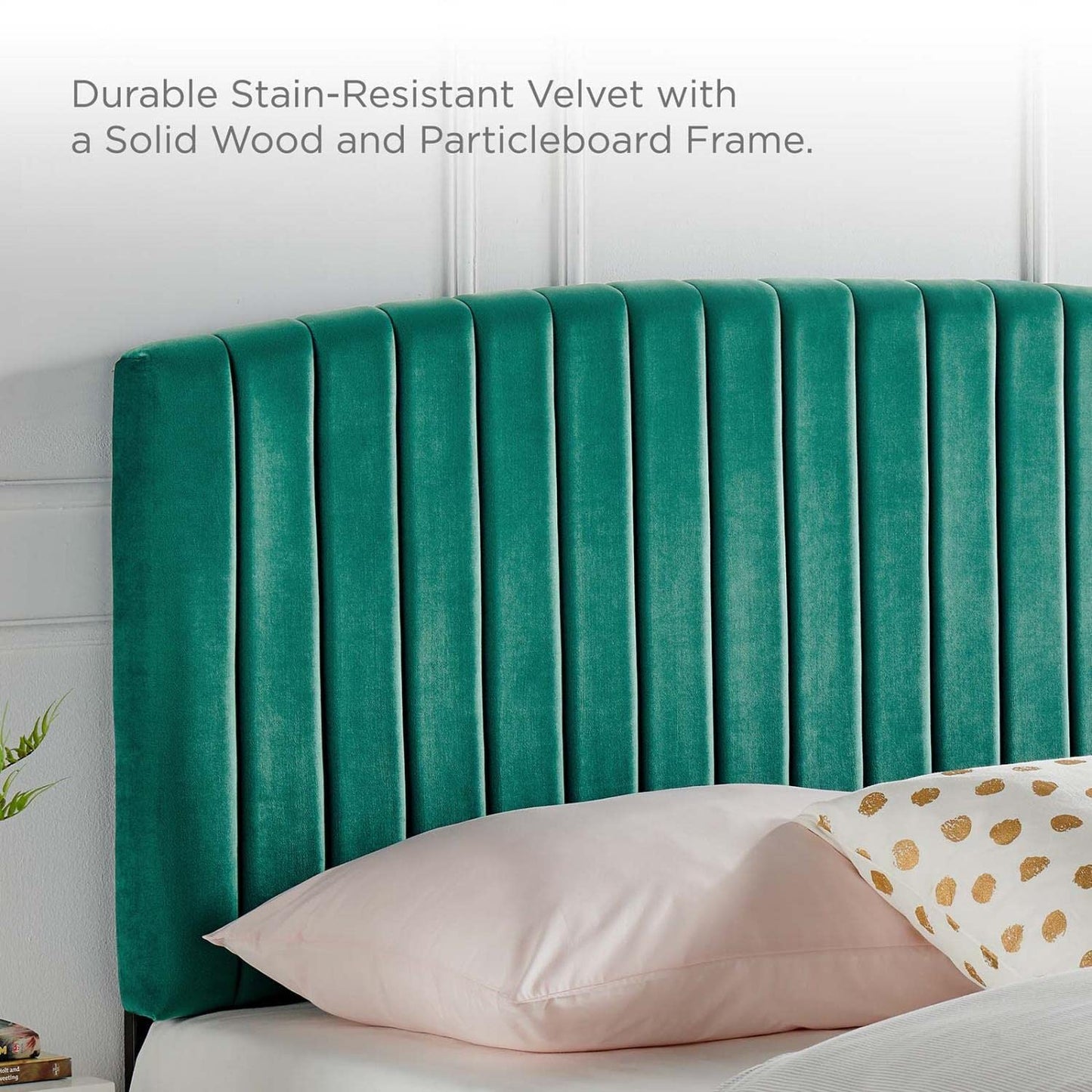 Bed | CasaFoyer Rebecca Full/Queen Channel Tufted Performance Velvet Upholstered Headboard | Teal | Solid Wood & Particleboard | Stain-Resistant | Three Height-Adjustable Mounting Positions | Suitable for Full/Queen Size Bed Frames | casafoyer.myshopify.com