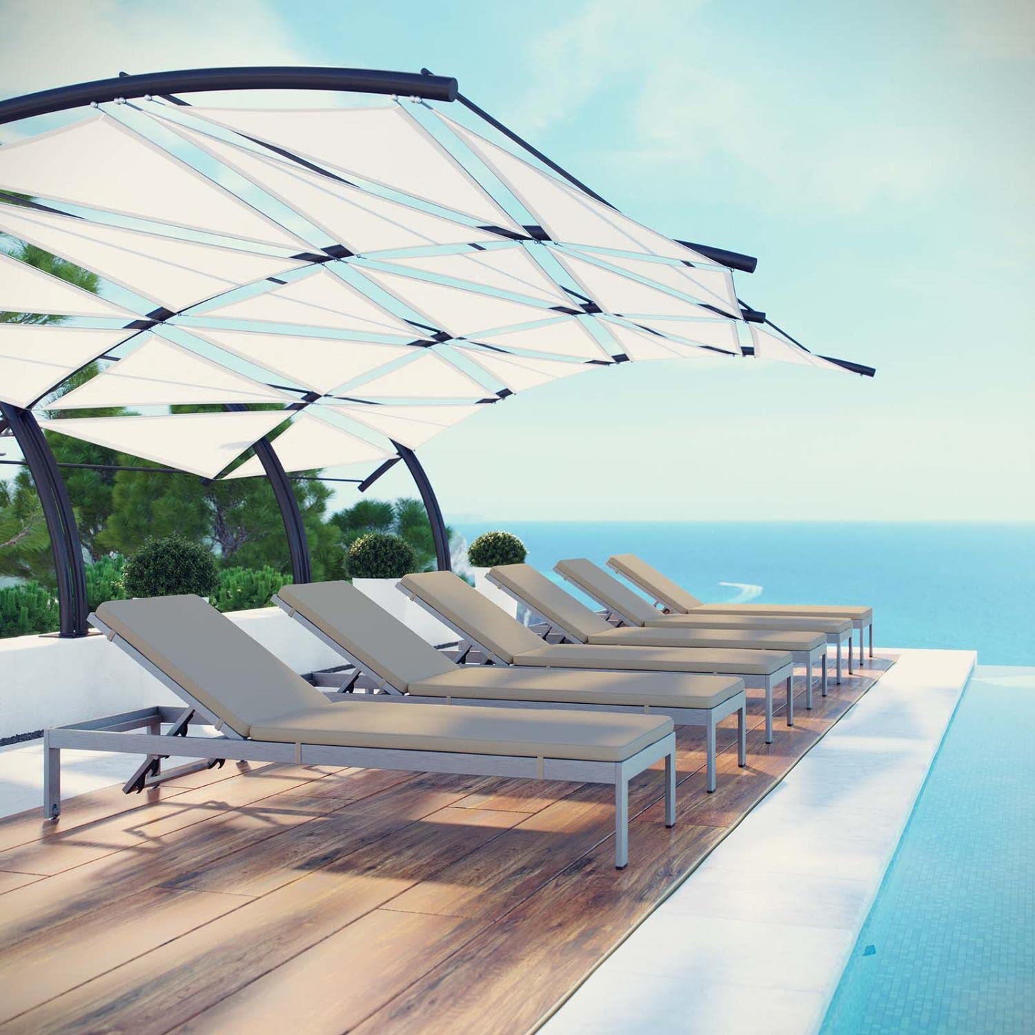 home office desk chairs | CasaFoyer Shore Outdoor Patio Chaise Lounge Chair Set | Sleek Design | Durable Aluminum Frame | Clear Wheels | Non-Marking Foot Caps | Set of 6 | casafoyer.myshopify.com