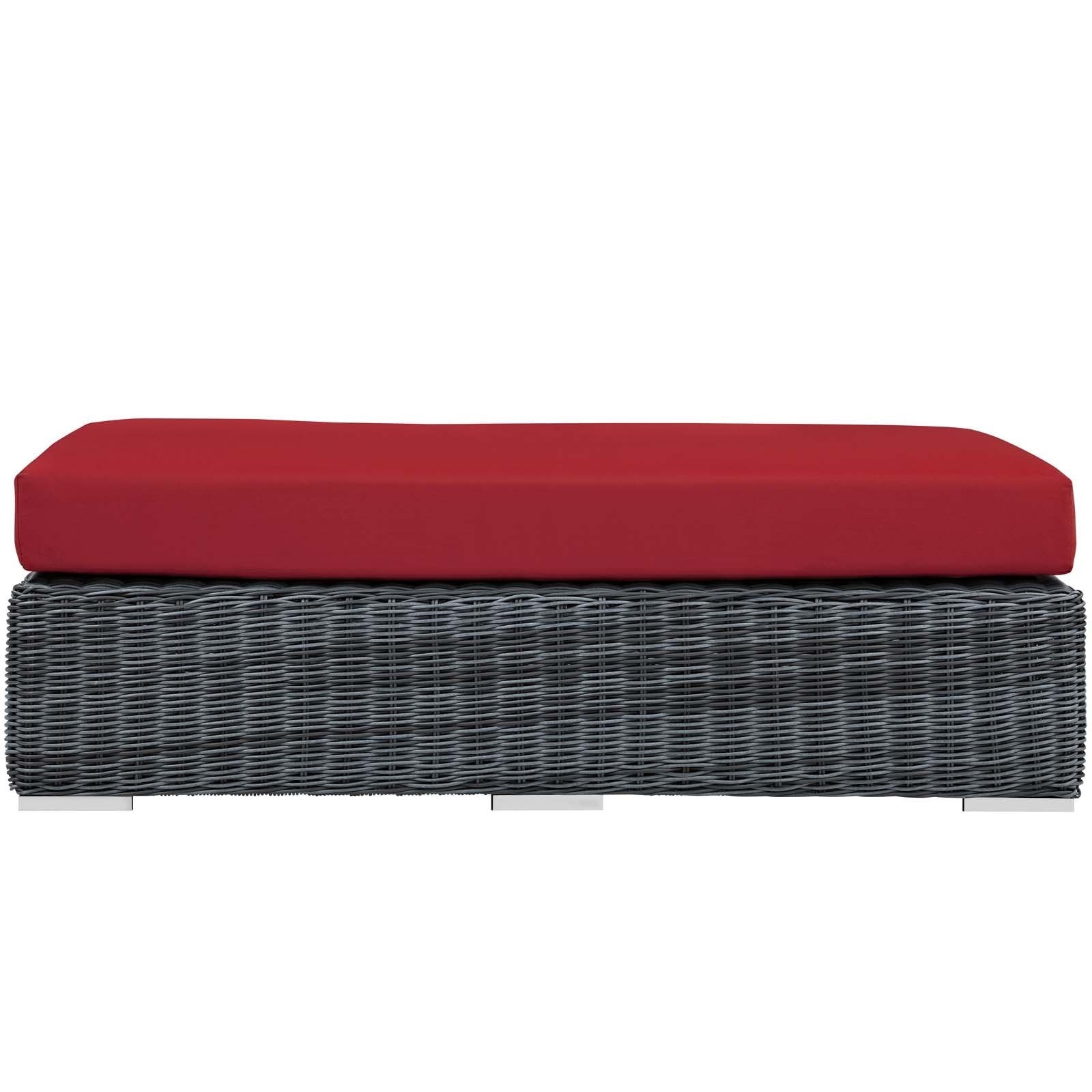 ottomans | CasaFoyer Summon Outdoor Patio Sunbrella Rectangle Ottoman | Unparalleled Comfort & Quality | Two-Tone Rattan Weave | Sunbrella Cushions | UV Protection | Powder-Coated Aluminum Frame | casafoyer.myshopify.com