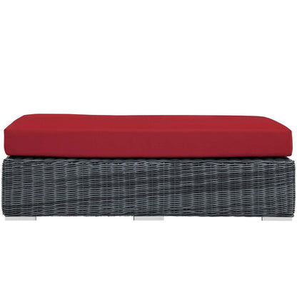 ottomans | CasaFoyer Summon Outdoor Patio Sunbrella Rectangle Ottoman | Unparalleled Comfort & Quality | Two-Tone Rattan Weave | Sunbrella Cushions | UV Protection | Powder-Coated Aluminum Frame | casafoyer.myshopify.com