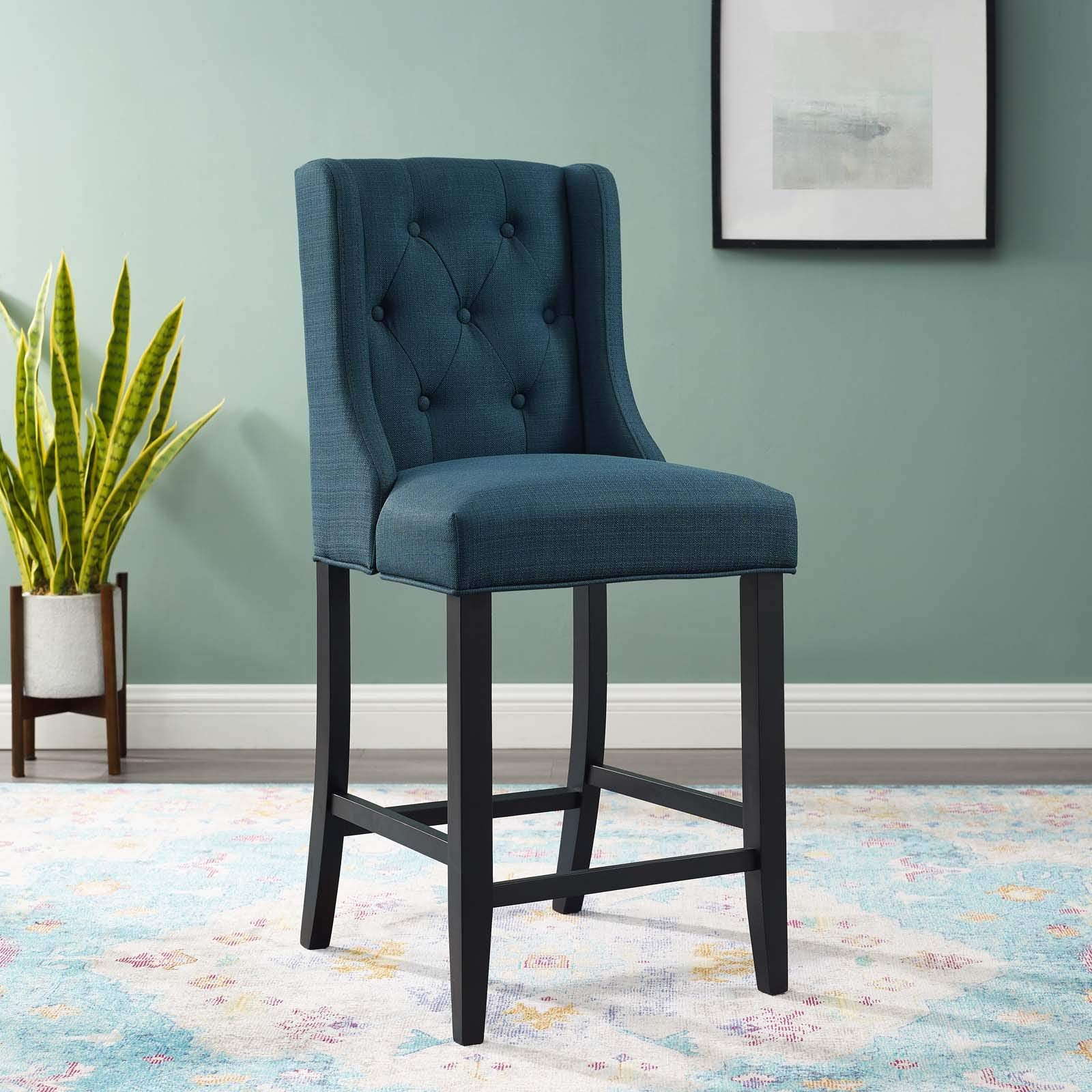 barstools | CasaFoyer Baronet Tufted Button Upholstered Fabric Counter Stool - Azure | Stylish, Durable, Comfortable Seating | Supports up to 500 lbs | casafoyer.myshopify.com