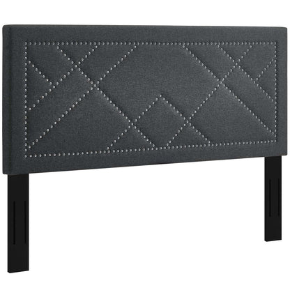 headboards | CasaFoyer Reese Nailhead Full/Queen Headboard | Modern Elegant Design | Adjustable Height | Sturdy Frame | Gray Linen Fabric | casafoyer.myshopify.com