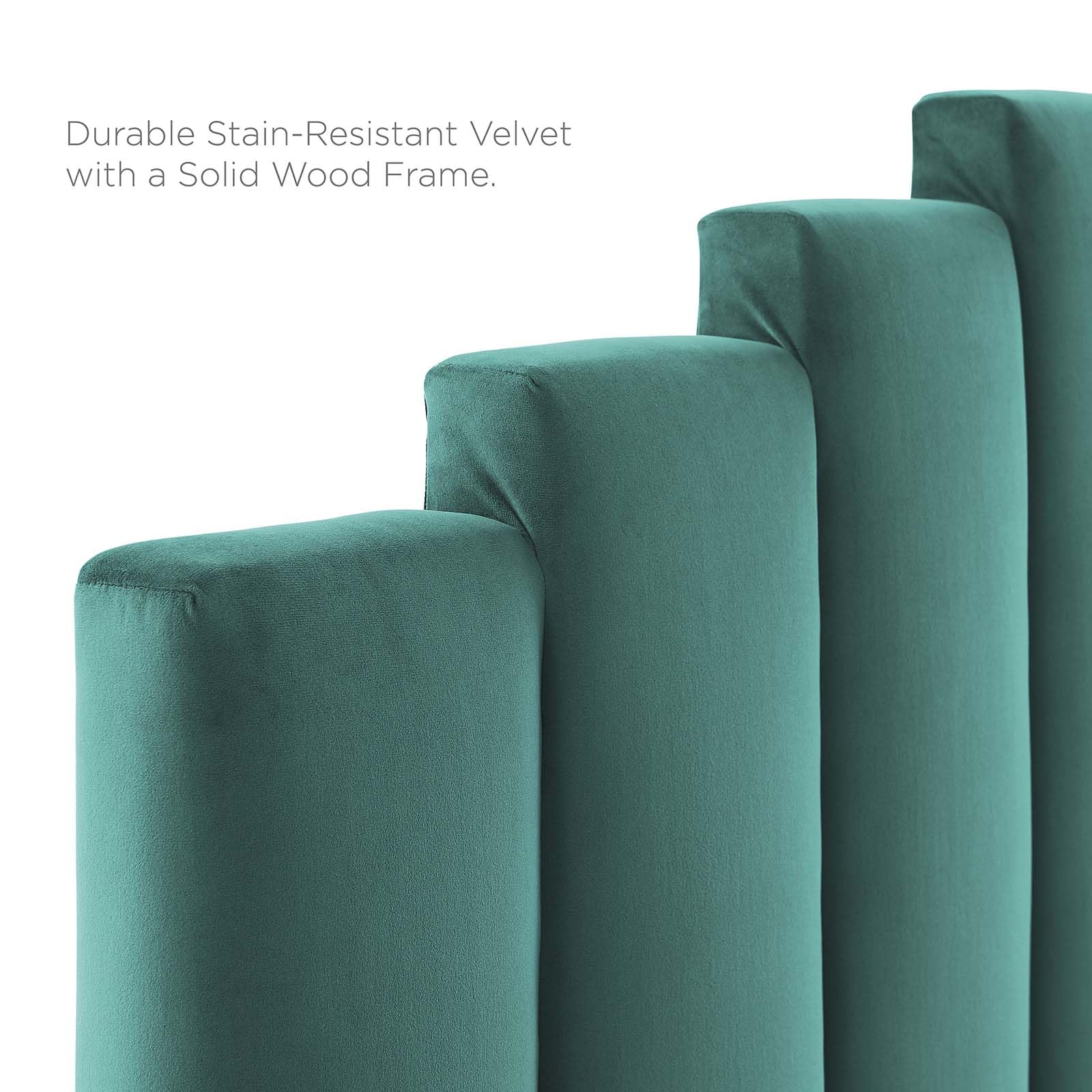 headboards | CasaFoyer Noelle Performance Velvet Full/Queen Headboard | Opulent Art Deco Style | Stain-Resistant Fabric | Adjustable Height | Cozy Foam Padding | casafoyer.myshopify.com