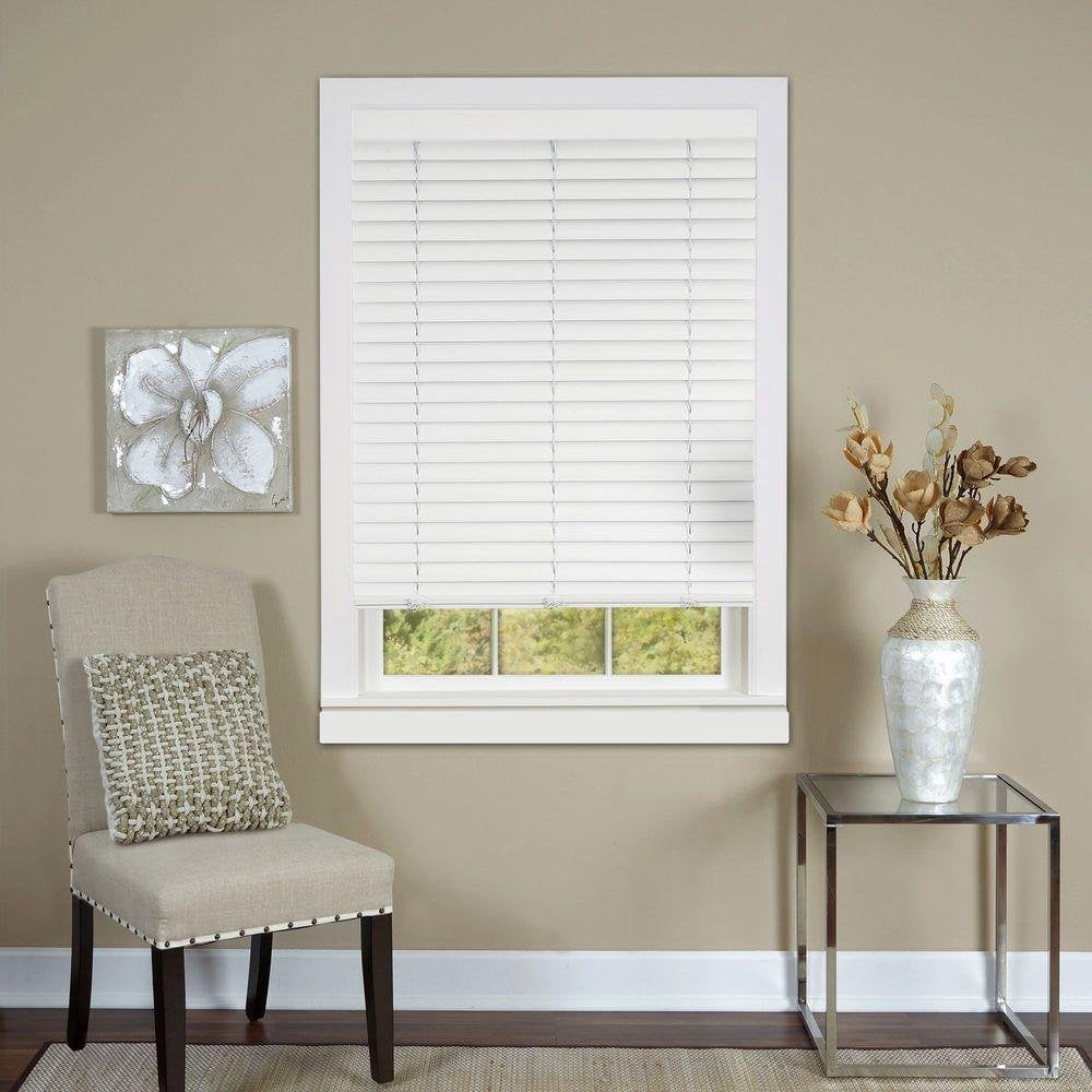 window treatment horizontal blinds | CasaFoyer Cordless GII Luna 2 Vinyl Plantation Blind | Stylish, Safe, Easy to Operate | White | 32x64 | casafoyer.myshopify.com