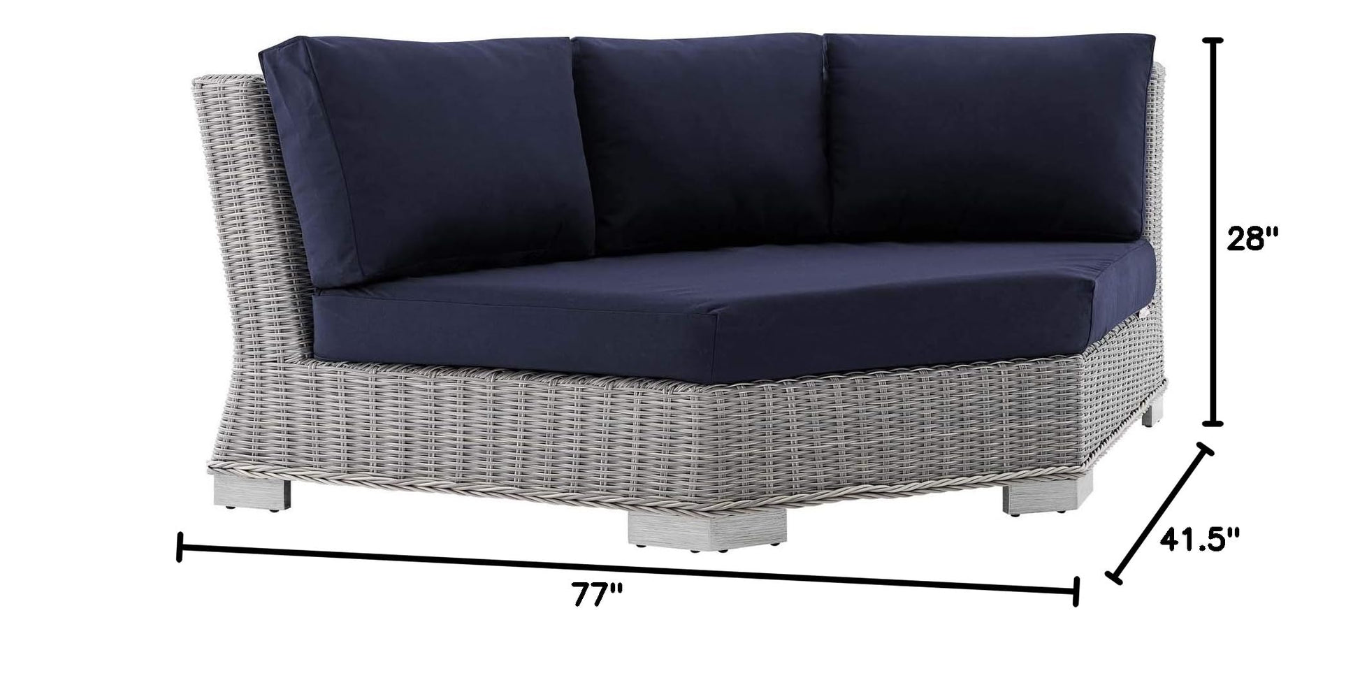 executive chairs | CasaFoyer Conway Outdoor Patio Wicker Rattan Sectional Sofa Round Corner Chair | Light Gray | UV-Resistant | Water-Resistant Sunbrella Fabric | Durable Aluminum Frame | Modular Design | Cozy Cushions | Easy Assembly | casafoyer.myshopify.com