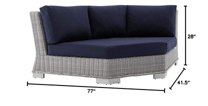 executive chairs | CasaFoyer Conway Outdoor Patio Wicker Rattan Sectional Sofa Round Corner Chair | Light Gray | UV-Resistant | Water-Resistant Sunbrella Fabric | Durable Aluminum Frame | Modular Design | Cozy Cushions | Easy Assembly | casafoyer.myshopify.com