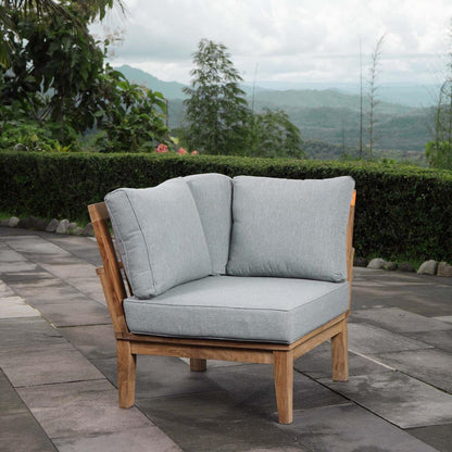 sofas | CasaFoyer Marina Teak Wood Outdoor Patio Corner Sofa Chair | Luxury, Comfortable Seating | All-Weather Cushions | Durable | Modern Design | casafoyer.myshopify.com