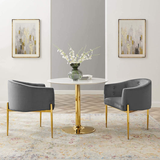 sofa tables | Ergode Savour Tufted Performance Velvet Accent Armchairs | Set of 2 | Luxury Gray | Stain-Resistant Upholstery | Chrome Gold Legs | casafoyer.myshopify.com