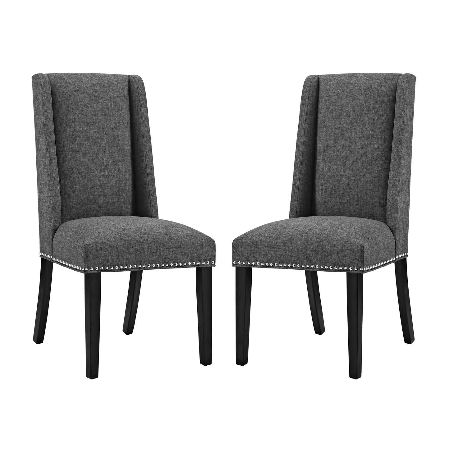 home office desk chairs | CasaFoyer Baron Dining Chair Set of 2 | Opulent Opulence | Elegant Design | Nailhead Trim | Plush Upholstery | Sturdy Wooden Frame | Non-Marking Foot Glides | Gray | casafoyer.myshopify.com