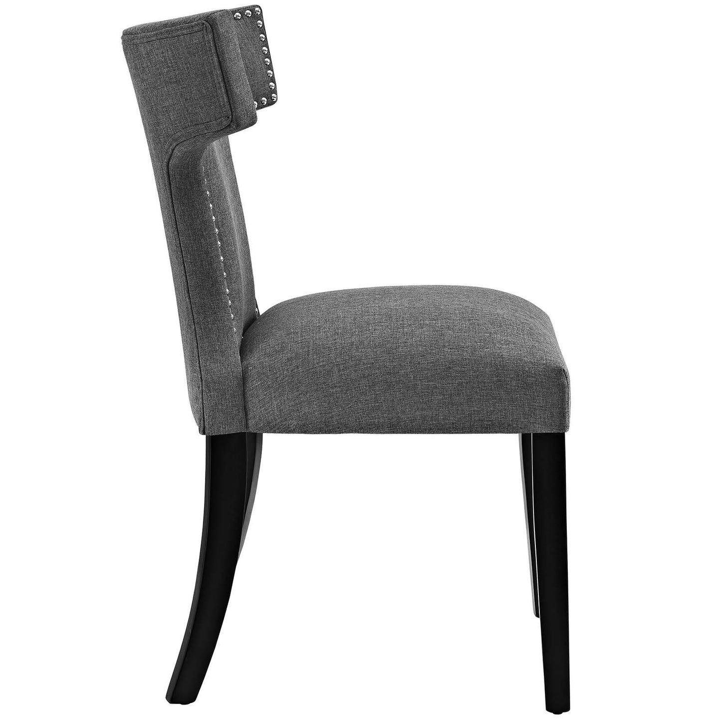 home office desk chairs | CasaFoyer Curve Dining Side Chair | Elegant Design | Nailhead Trim | High-Density Foam Cushioning | Soft Polyester Upholstery | Tapered Wooden Legs | Non-Marking Foot Caps | Gray | casafoyer.myshopify.com