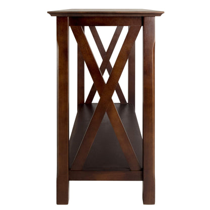 TABLE | Ergode  Wood Xola Console Table | X Cross Design | Cappuccino Finish | Entryway Hall Table | Bottom Shelf | Solid Wood Construction | Easy Assembly | 45 W x 17.09 D x 30 H | 37.48 lbs | casafoyer.myshopify.com