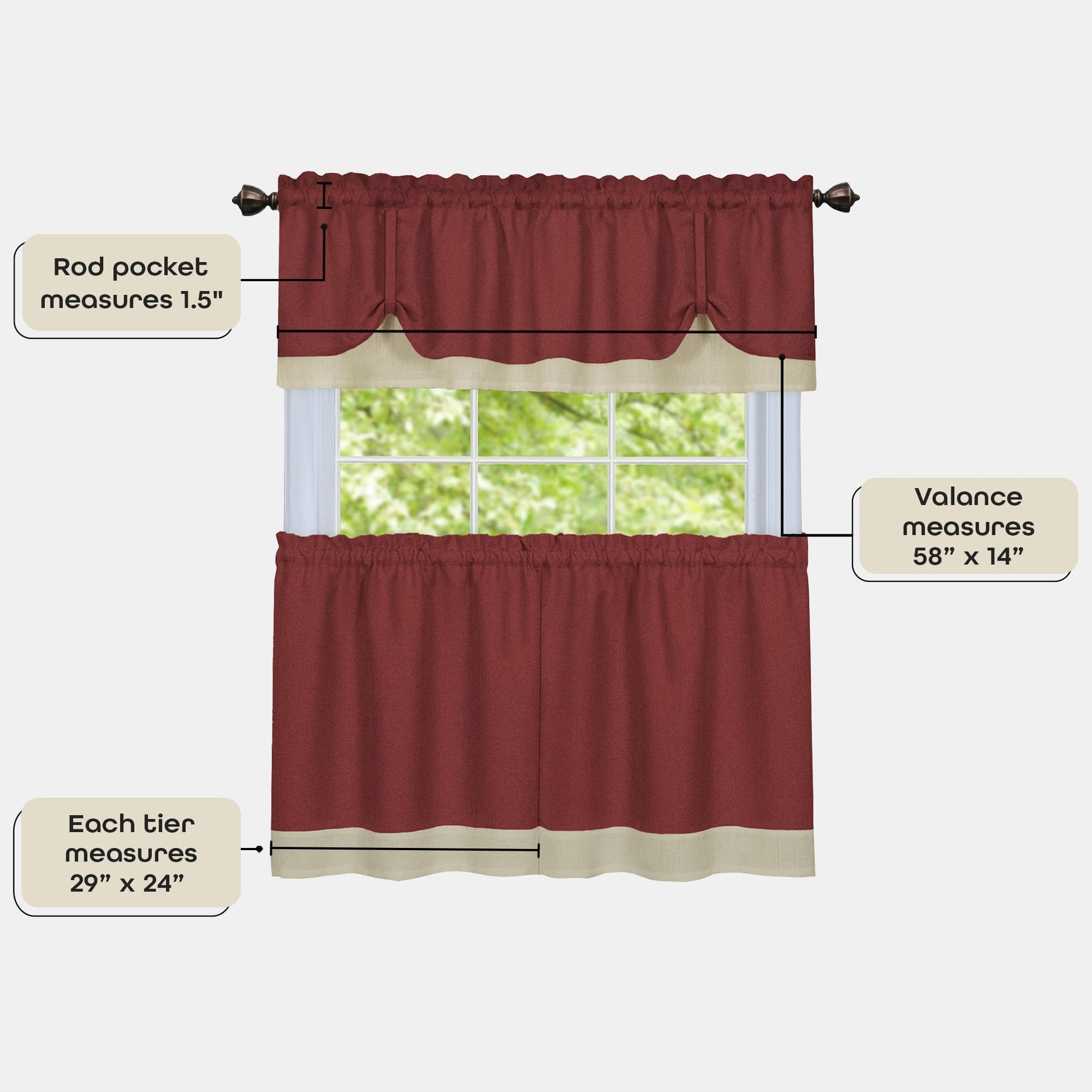 solar panels | CasaFoyer Darcy Window Curtain Tier and Valance Set | High-Quality Polyester Fabric | 1.5 Rod Pocket | Kitchen Decor | Machine Washable | Marsala/Tan | casafoyer.myshopify.com