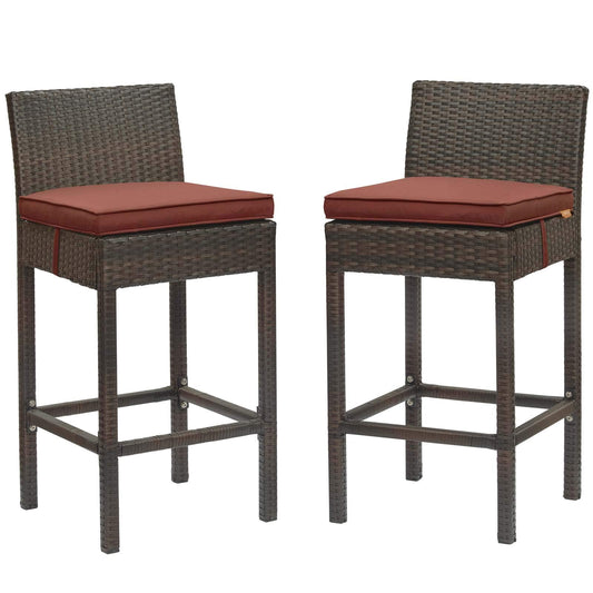 home office desk chairs | CasaFoyer Conduit Outdoor Patio Bar Stool Set | Stylish & Weatherproof Wicker Rattan | Ideal for Outdoor Dining & Entertaining | Includes Cushions | Set of 2 | casafoyer.myshopify.com