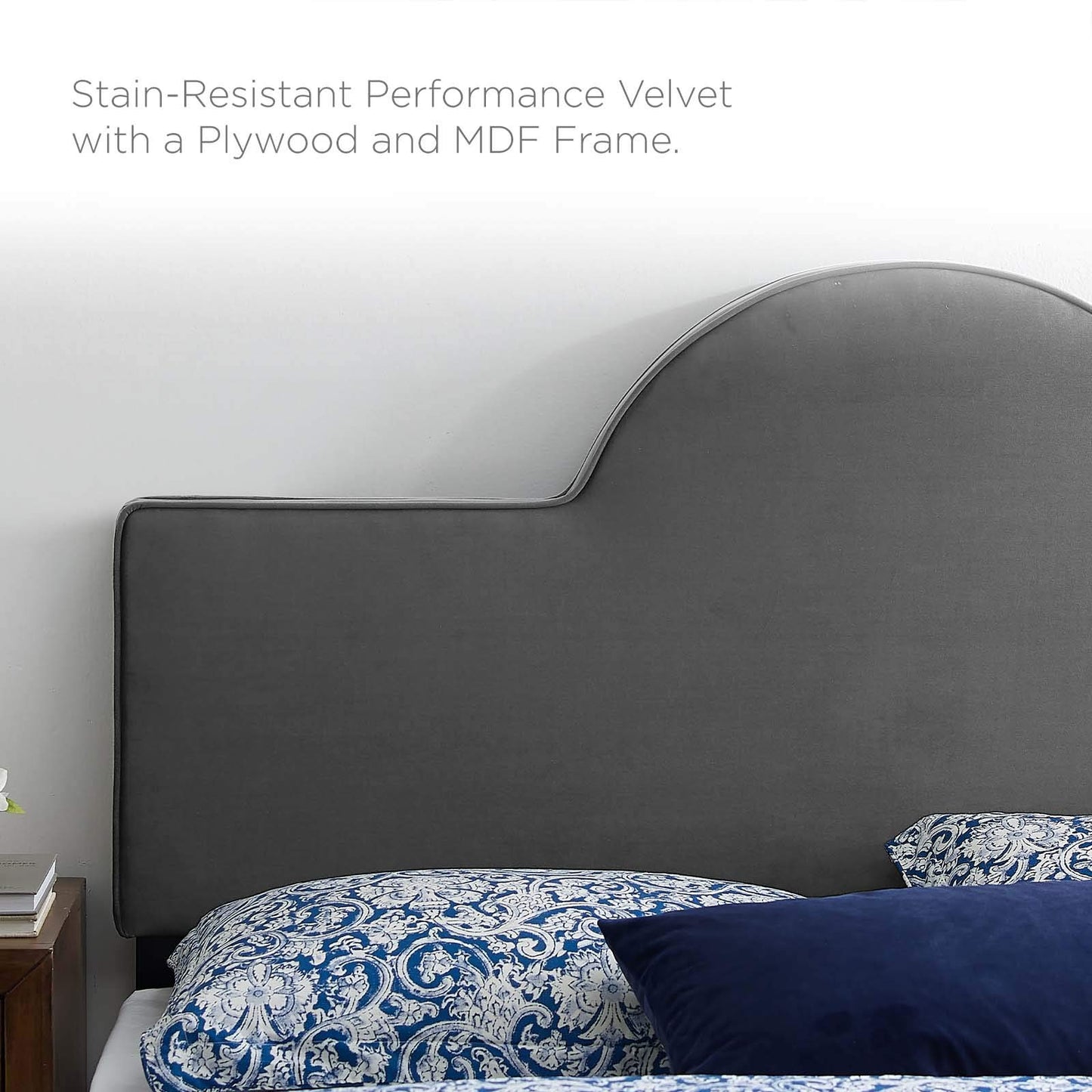 Bed | CasaFoyer Dawn Performance Velvet Full/Queen Headboard | Sunrise-inspired Design | Stain-resistant Upholstery | Cushioned Foam | Adjustable Height | Easy Assembly | casafoyer.myshopify.com
