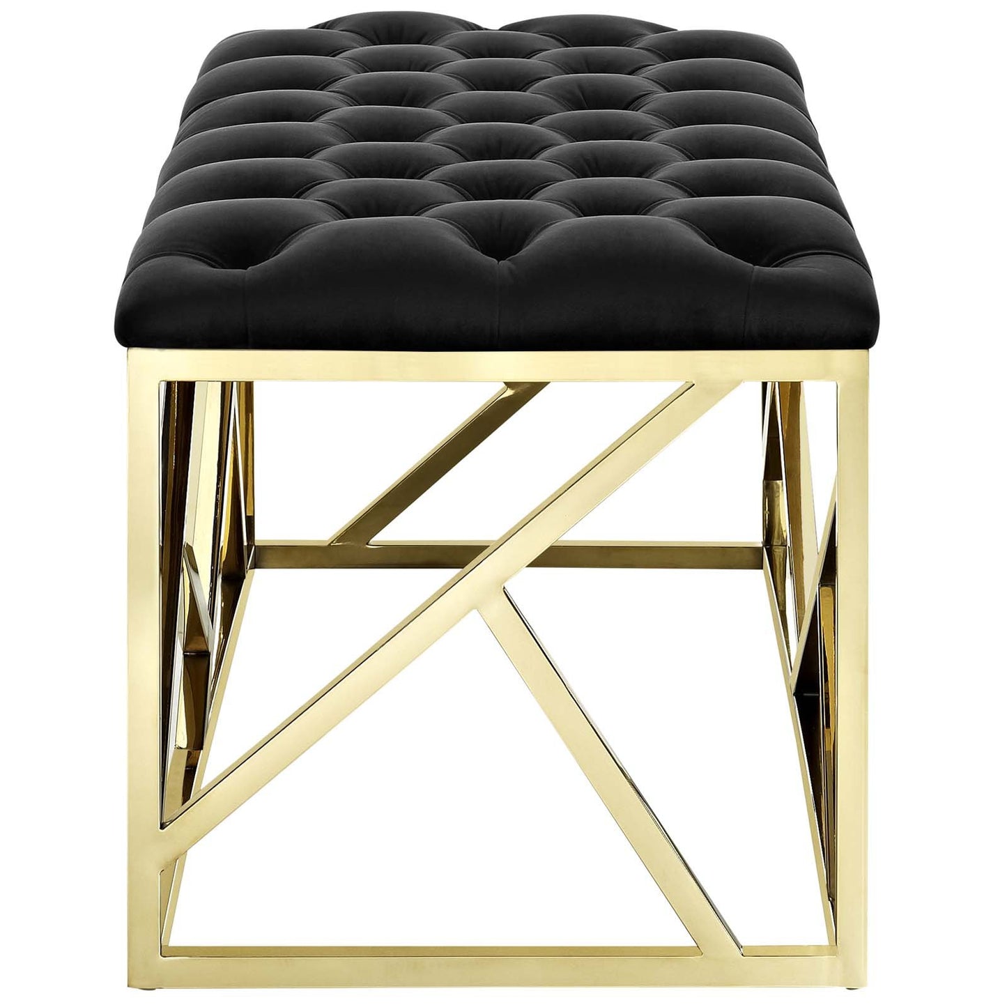 ottomans | CasaFoyer Intersperse Bench | Stainless Steel Base | Plush Velvet Top | Tufted Buttons | 331 lbs Weight Capacity | Pre-Assembled | casafoyer.myshopify.com