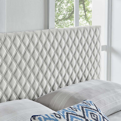headboards | CasaFoyer Angela Tufted Diamond Lattice Performance Velvet Upholstered Twin Headboard | Luxurious & Durable | Adjustable Height | Ultimate Comfort | Light Gray | casafoyer.myshopify.com