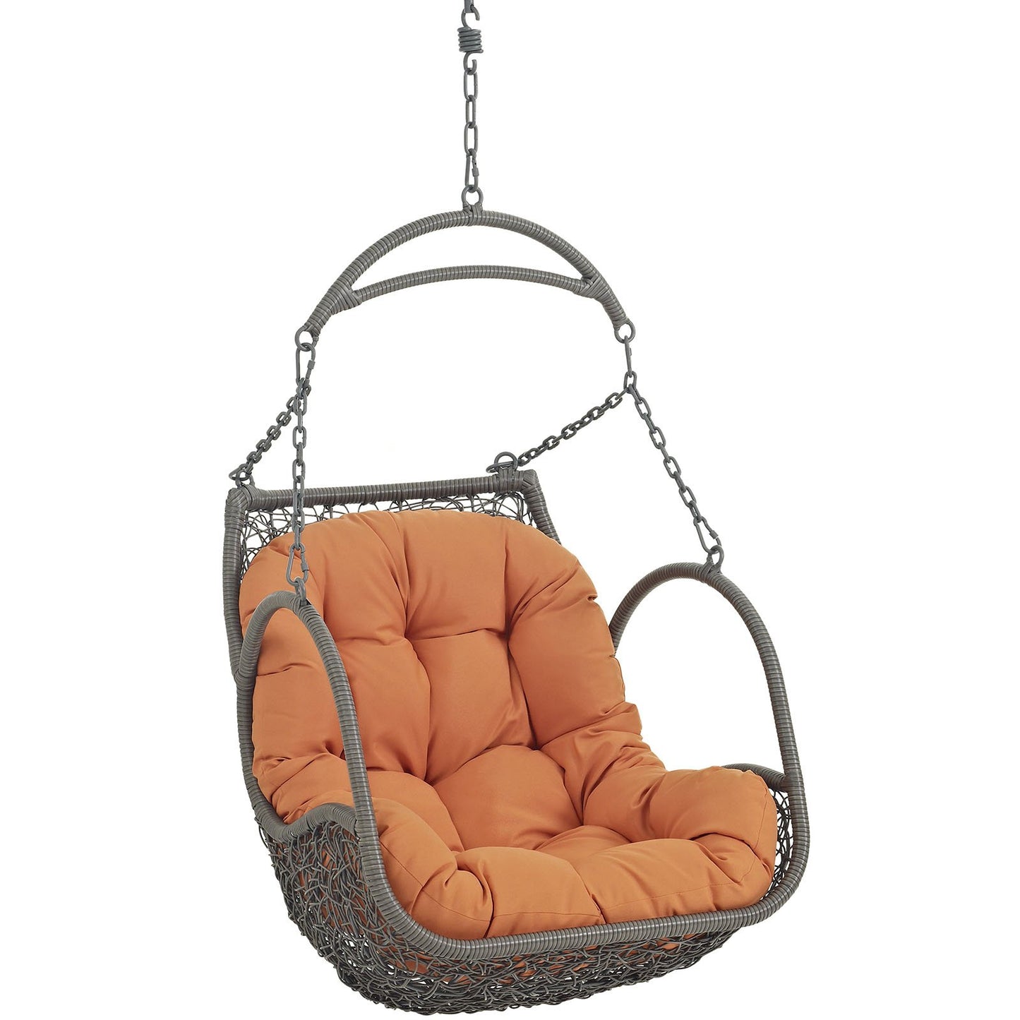porch swings | Ergode Arbor Swing Chair | All-Weather Rattan | Water-Resistant Cushion | Steel Frame | Indoor/Outdoor Patio Furniture | Orange | casafoyer.myshopify.com