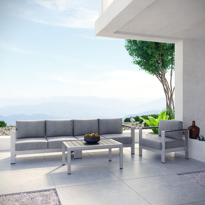 kitchen and dining room sets | CasaFoyer Shore Outdoor Patio Collection | Durable Aluminum Sectional Sofa Set - Silver Gray | Weather-Resistant Furniture | Includes Armchair, Coffee Table, Left-Arm Corner Loveseat, and Right-Arm Loveseat | casafoyer.myshopify.com