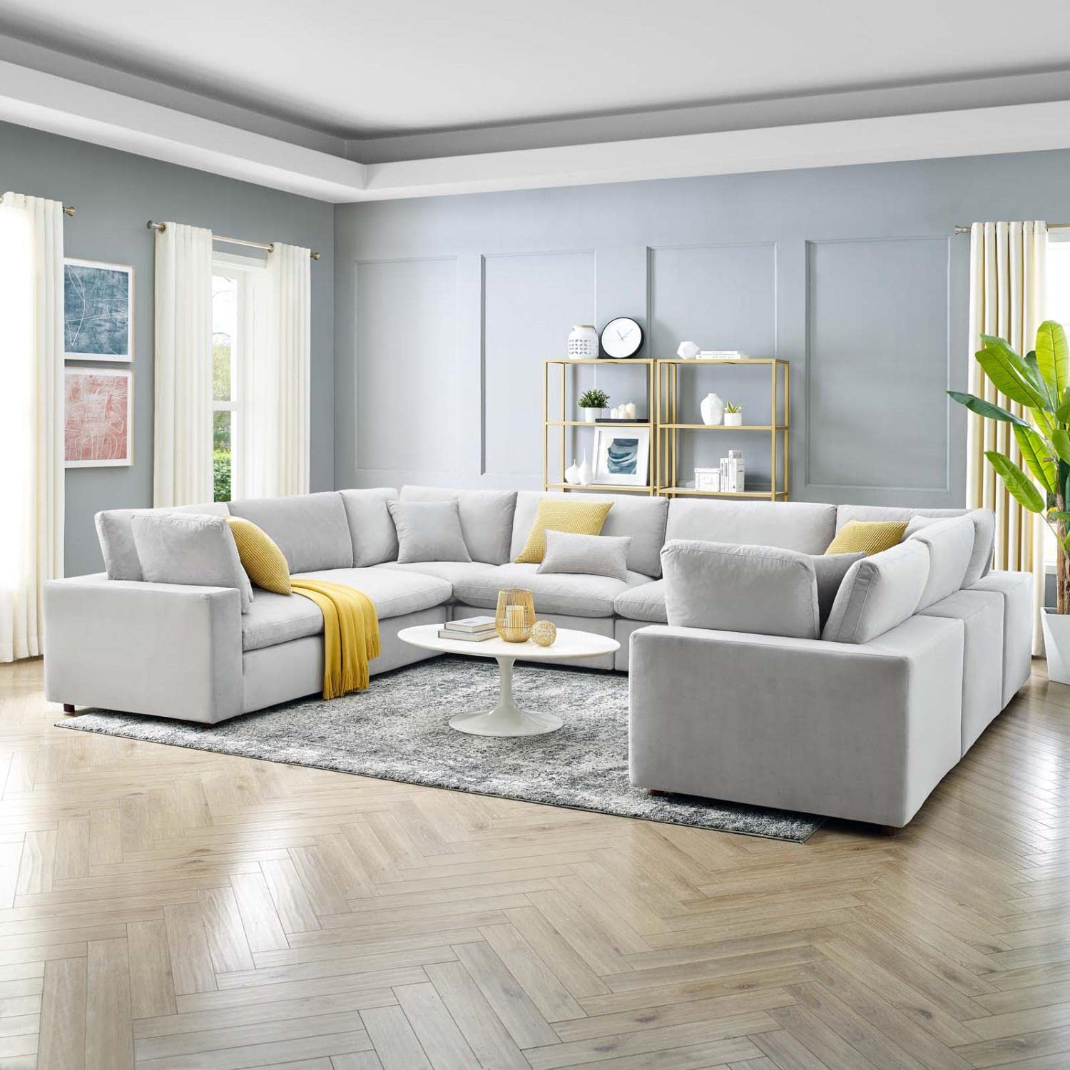 kitchen and dining room sets | CasaFoyer Commix Luxurious Sectional Sofa | Plush Comfort | Stain-Resistant Velvet | Solid Wood Construction | Duck Down Cushions | 8-Piece Set | casafoyer.myshopify.com
