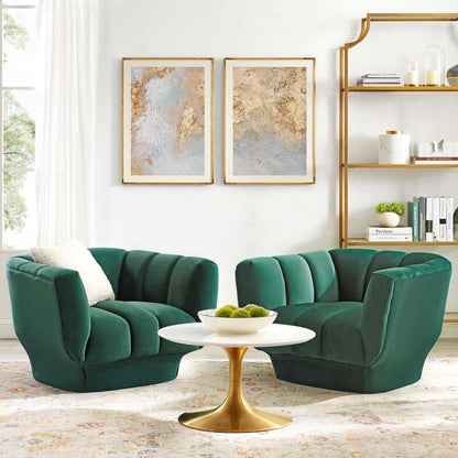 home office desk chairs | CasaFoyer Entertain Armchair Set of 2 | Vintage-Inspired Design | Plush Velvet Upholstery | Waterfall Effect | Luxurious Comfort | Green | casafoyer.myshopify.com
