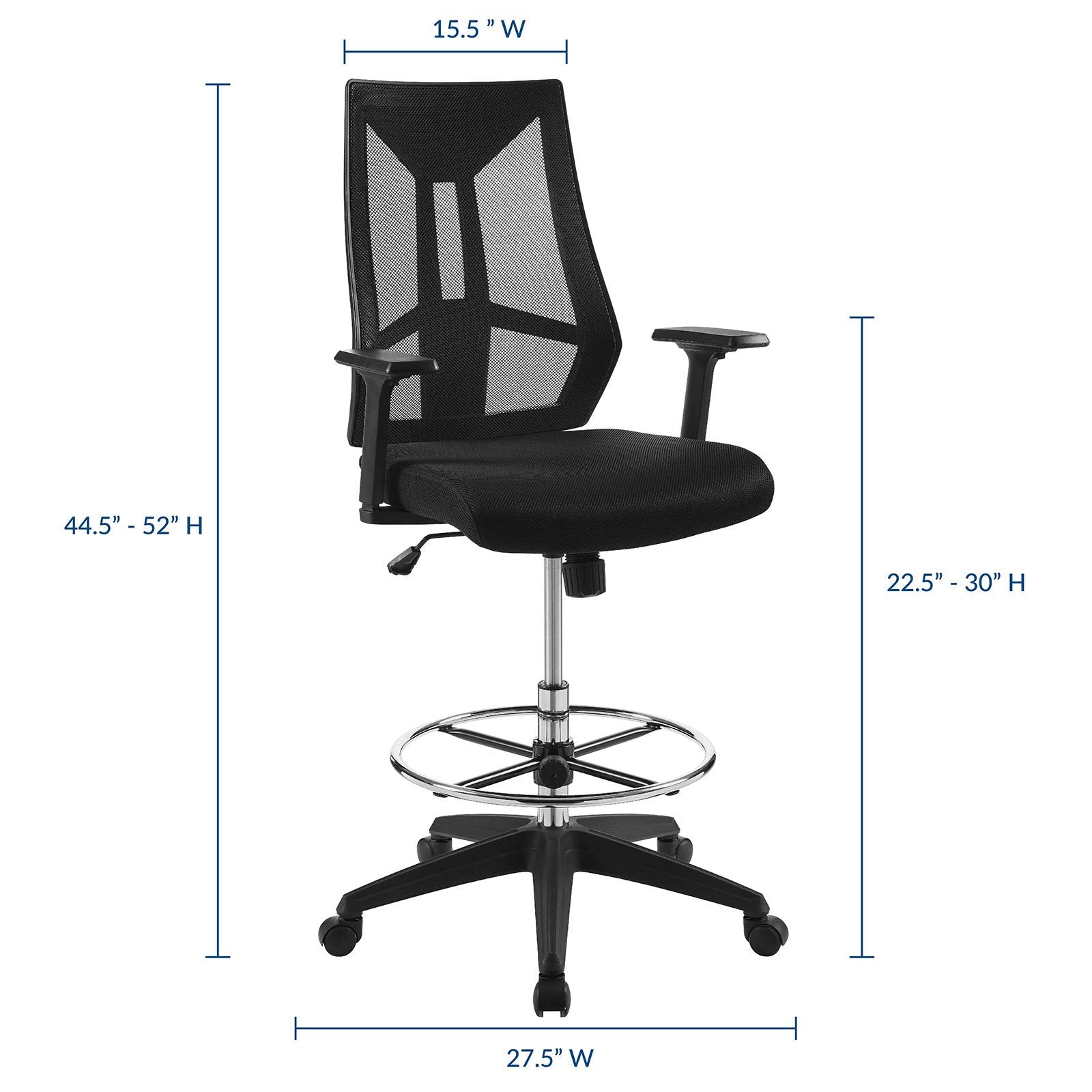home office desk chairs | CasaFoyer Extol Office Chair | Adjustable | Ergonomic | Breathable Mesh | Lumbar Support | Chrome Foot Ring | 331 lbs Weight Capacity | casafoyer.myshopify.com