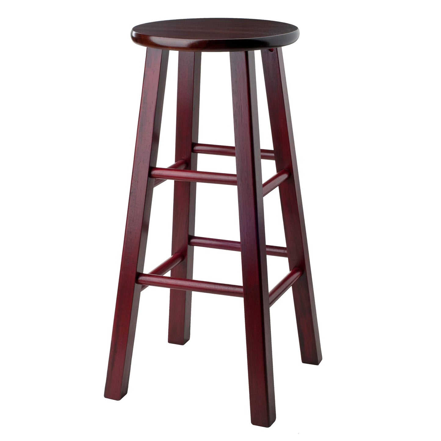 barstools | CasaFoyer Ivy 29 Bar Stool | Solid Wood | Walnut Seat | Maroon Finish | Fully Assembled | Stylish & Functional | 13.6W x 13.6D x 29.1H | casafoyer.myshopify.com
