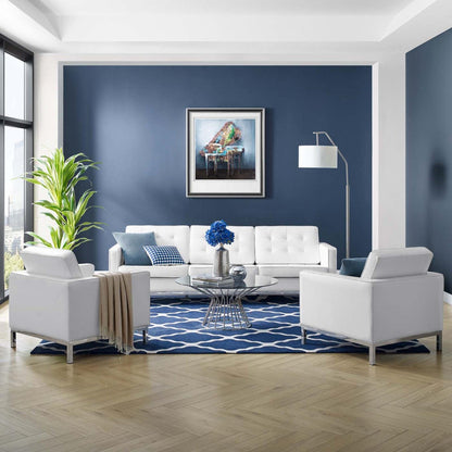 kitchen and dining room sets | CasaFoyer Loft 3 Piece Tufted Faux Leather Accent Set | Modern Design | Stainless Steel Frame | Silver Legs | 900 lbs Capacity | casafoyer.myshopify.com