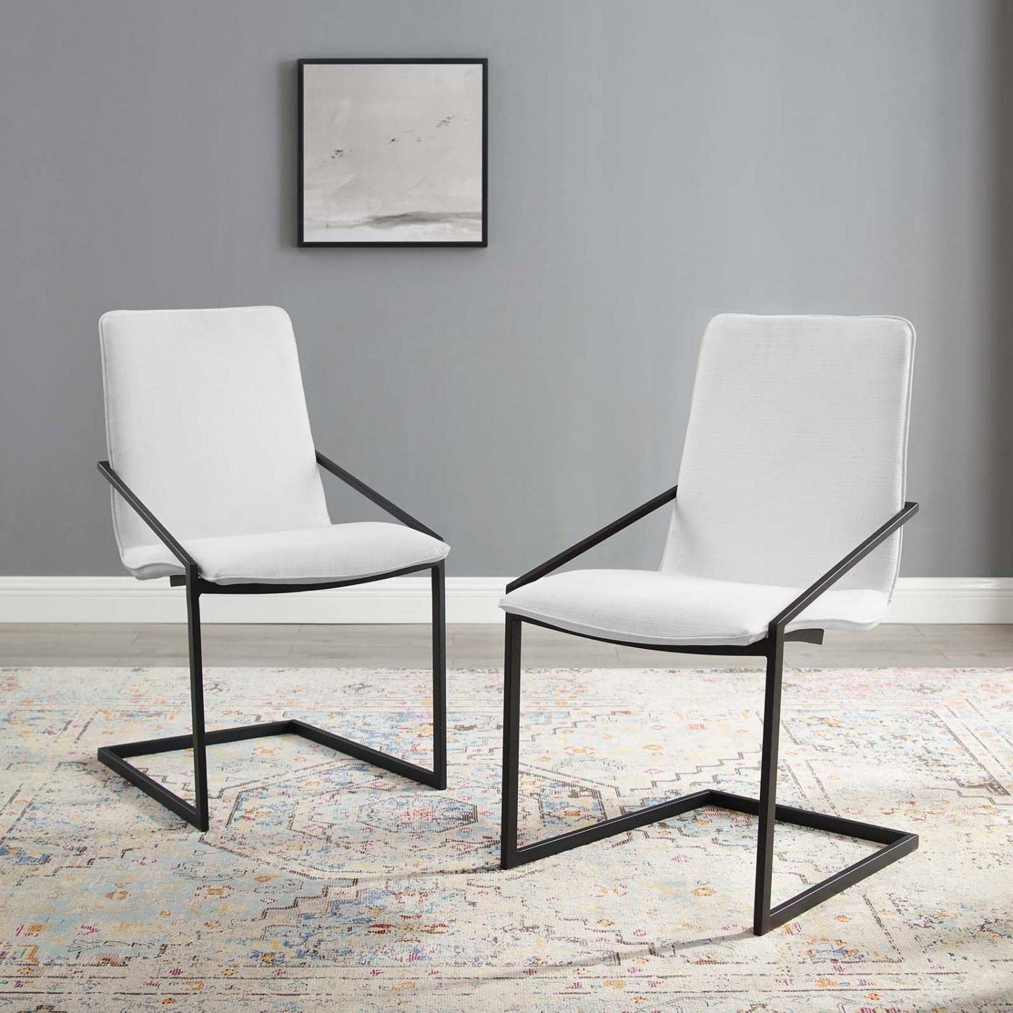 home office desk chairs | CasaFoyer Pitch Performance Fabric Upholstered Dining Armchair | Set of 2 | Modern Design | Sturdy Black Stainless Steel Frame | Comfortable Foam Seat | 330 lbs Weight Capacity | casafoyer.myshopify.com