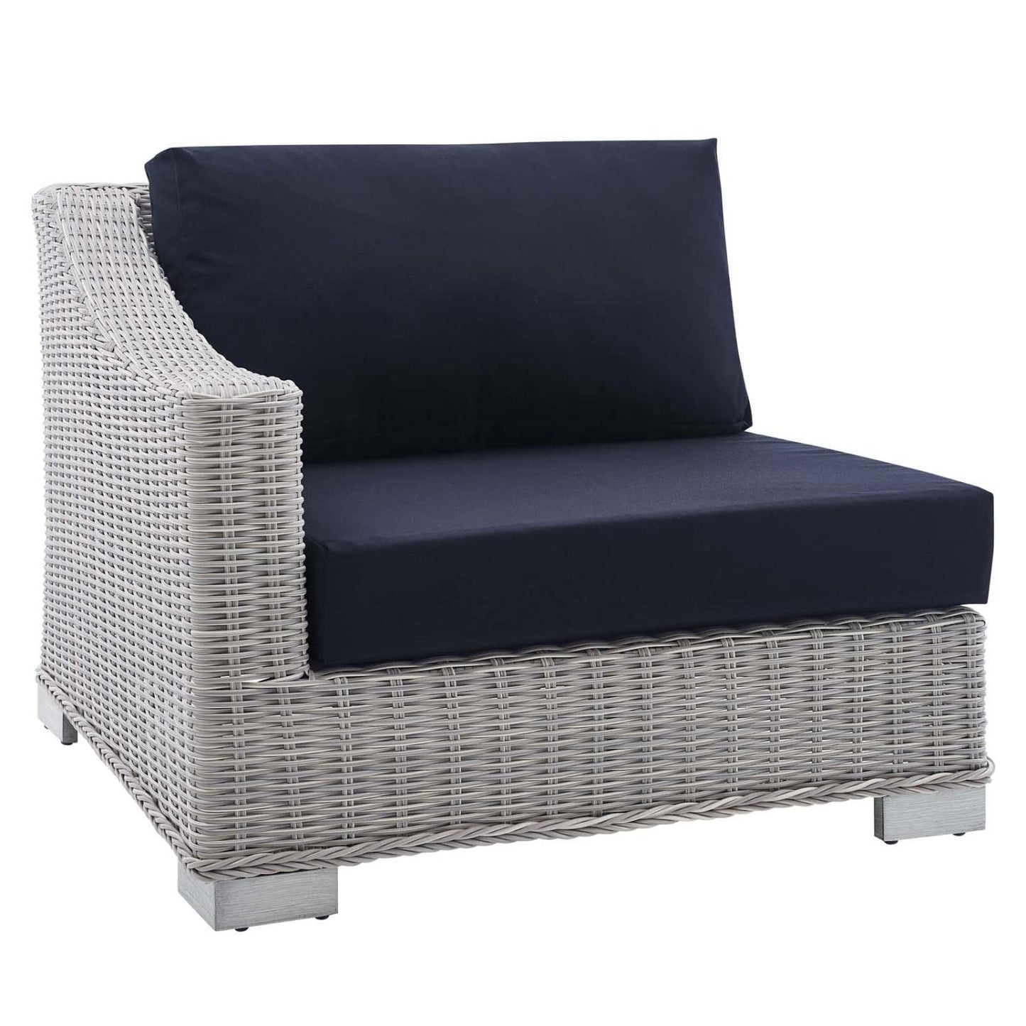 patio bistro sets | CasaFoyer Conway Outdoor Patio Wicker Rattan Left-Arm Sectional Sofa Chair | Light Gray | UV-Resistant | Modular Design | Powder-Coated Aluminum Frame | Sunbrella Cushions | 300 lb Weight Capacity | casafoyer.myshopify.com