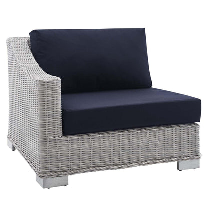 patio bistro sets | CasaFoyer Conway Outdoor Patio Wicker Rattan Left-Arm Sectional Sofa Chair | Light Gray | UV-Resistant | Modular Design | Powder-Coated Aluminum Frame | Sunbrella Cushions | 300 lb Weight Capacity | casafoyer.myshopify.com