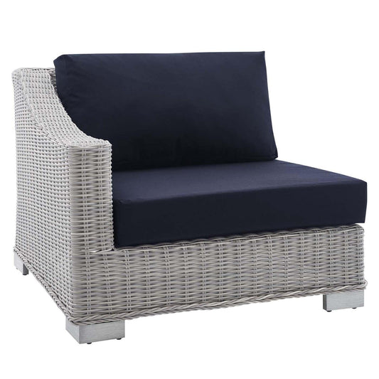 patio bistro sets | CasaFoyer Conway Outdoor Patio Wicker Rattan Left-Arm Sectional Sofa Chair | Light Gray | UV-Resistant | Modular Design | Powder-Coated Aluminum Frame | Sunbrella Cushions | 300 lb Weight Capacity | casafoyer.myshopify.com