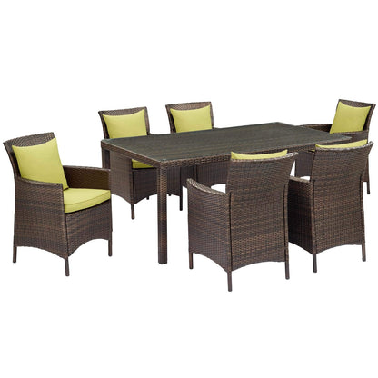kitchen and dining room sets | CasaFoyer Conduit 7 Piece Outdoor Patio Dining Set | Transitional Style | UV-Resistant Wicker Rattan | Tempered Glass Tabletop | Comfortable Cushions | casafoyer.myshopify.com