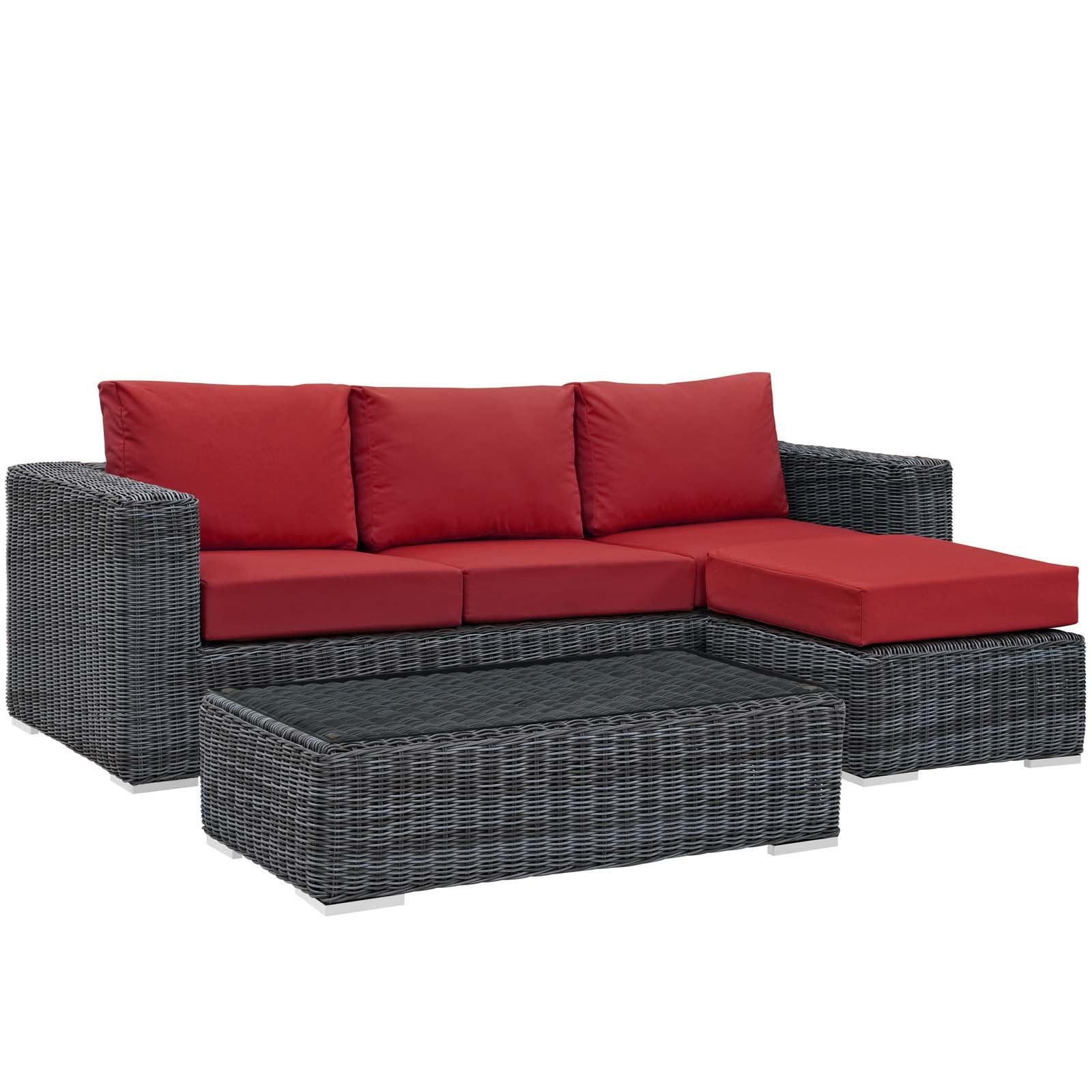 kitchen and dining room sets | CasaFoyer Summon Outdoor Patio Sectional Sofa Set | Comfortable & Durable | Includes Coffee Table, Ottoman & Sofa | Two-Tone Synthetic Rattan Weave | Sunbrella Cushions | UV Protection | Ideal for Patio, Backyard or Poolside Gathering | casafoyer.myshopify.com