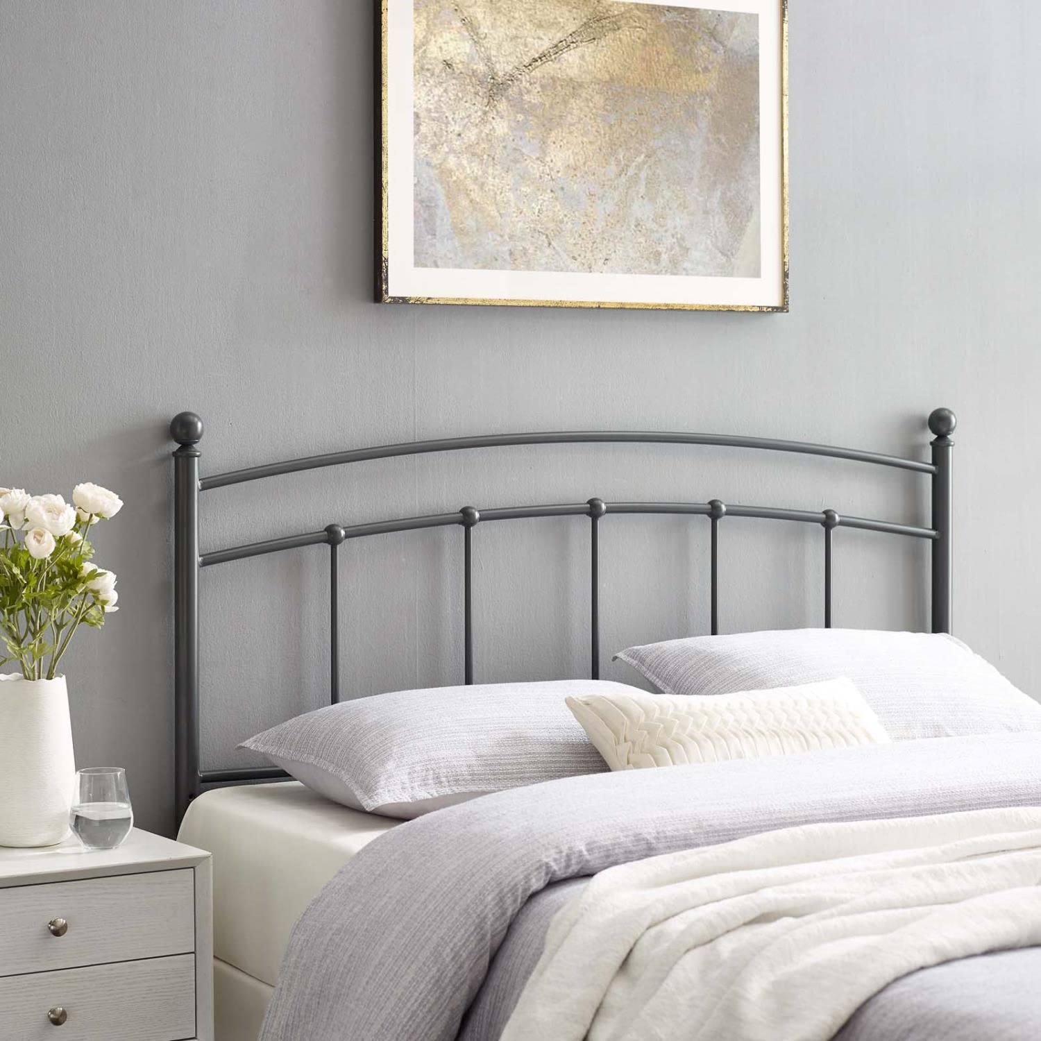 headboards | CasaFoyer Abigail Metal Queen Headboard | Vintage Modern Charm | Rustic Elegance | Powder-Coated Iron | Height-Adjustable | Easy Assembly | casafoyer.myshopify.com