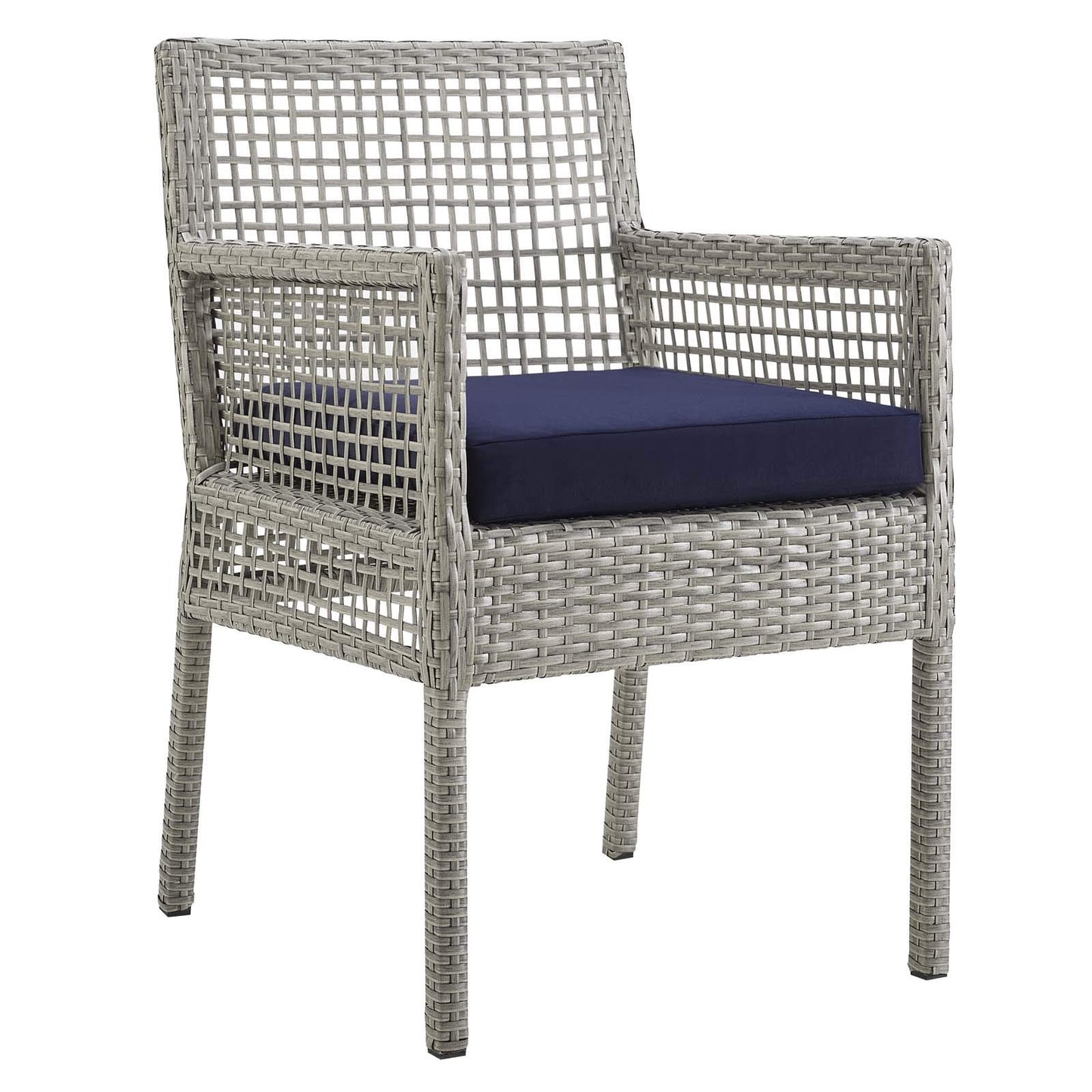 sofas | CasaFoyer Aura Outdoor Patio Dining Arm Chair Set of 2 | Gray Wicker Rattan | Aluminum Frame | All-Weather Cushions | Non-Marking Foot Caps | casafoyer.myshopify.com