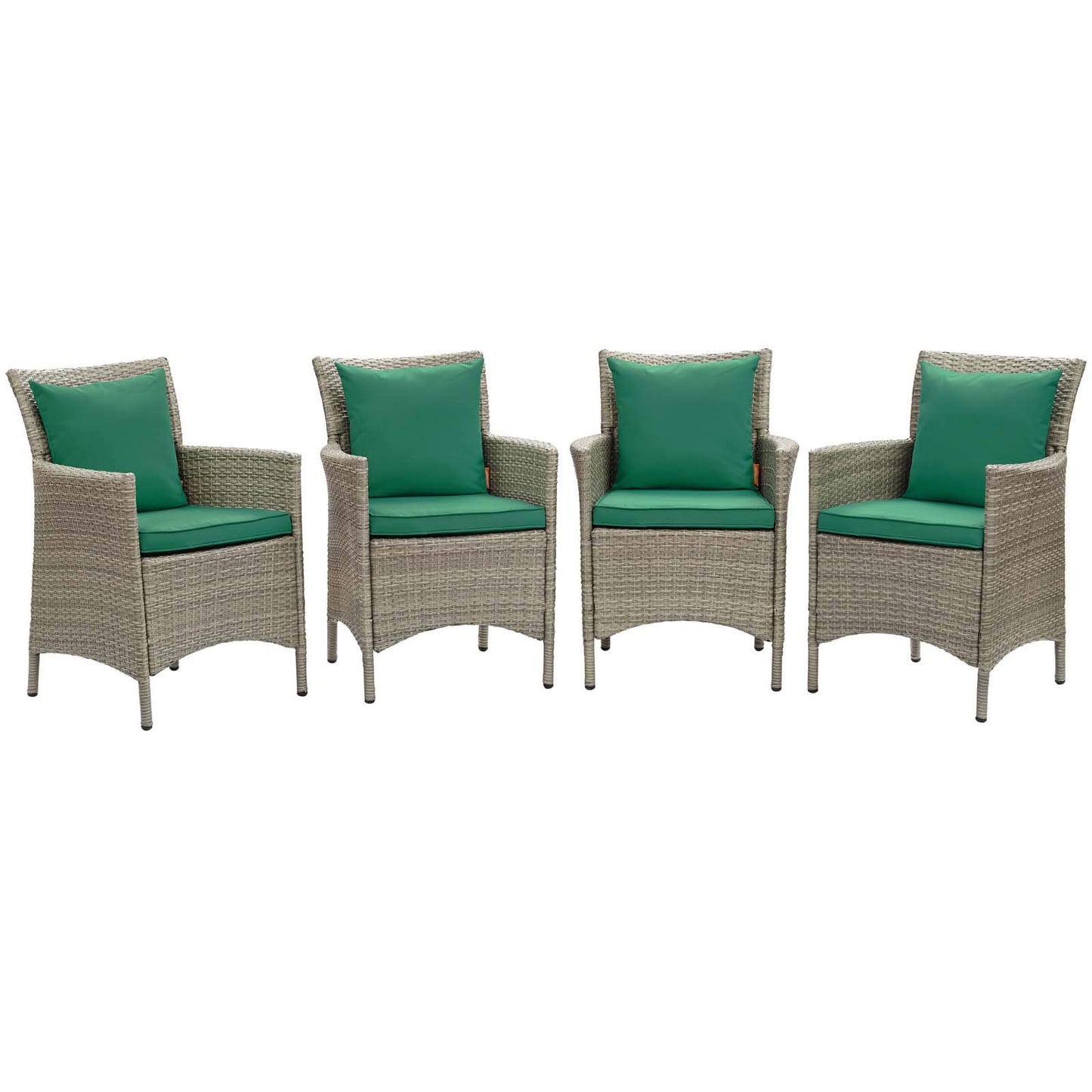 patio bistro sets | CasaFoyer Conduit Outdoor Patio Dining Arm Chair Set of 4 | Transitional Style | Durable Aluminum Frames | UV-Resistant Wicker Rattan | Comfortable Cushions | casafoyer.myshopify.com