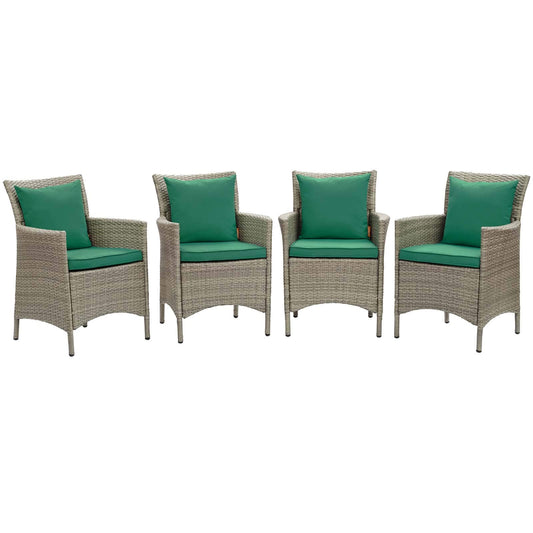 patio bistro sets | CasaFoyer Conduit Outdoor Patio Dining Arm Chair Set of 4 | Transitional Style | Durable Aluminum Frames | UV-Resistant Wicker Rattan | Comfortable Cushions | casafoyer.myshopify.com